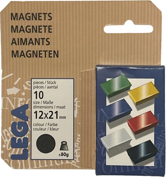 Lega Magneten 12x21mm zwart - 3 x 10 stuks - afbeelding 2
