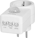Doorvoerstekker met bewegingsmelder,( NIET VOOR BELGIE GESCHIKT !! )Schakelt diversen apparaten tot 1200 watt - Plug-in Bewegingssensor met stopcontact - PIR Sensor IP20 - 120 ° Detectie - Voor Nederlands Stopcontact - afbeelding 4