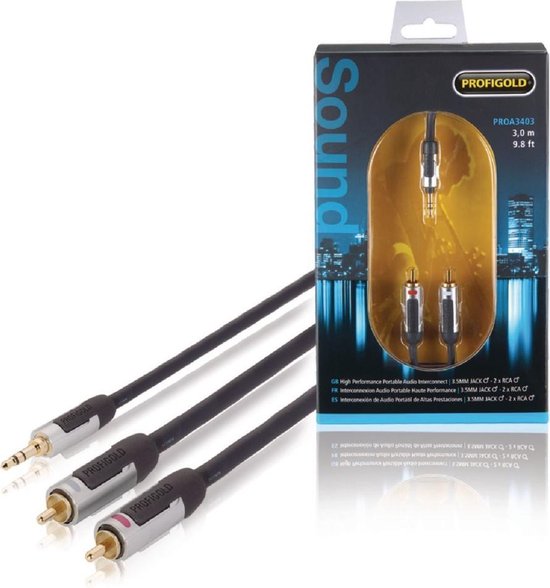 Profigold 3,5mm Jack - Tulp stereo audio kabel - zwart - 3 meter - afbeelding 6