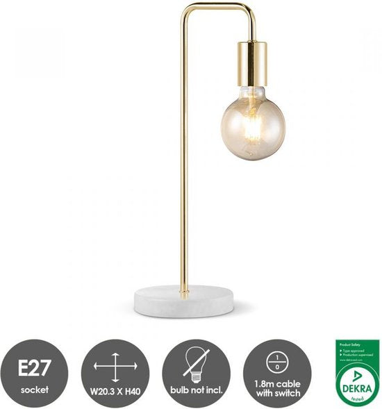 Home Sweet Home - Moderne tafellamp Noble - Brons - 20,3/20,3/40cm - bedlampje - voor E27 lichtbron - gemaakt van Marmer en metaal - afbeelding 9