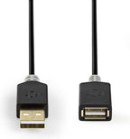 Nedis USB-Kabel - USB - USB-A Male - USB-A Female - Verguld - m - Rond - PVC - Antraciet - Doos - afbeelding 14