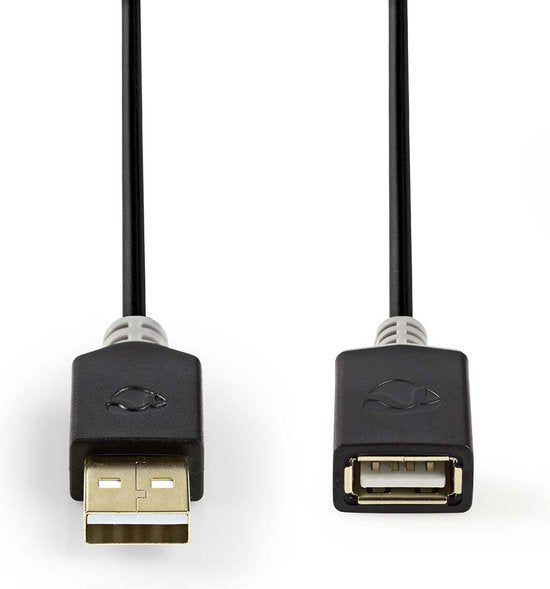 Nedis USB-Kabel - USB - USB-A Male - USB-A Female - Verguld - m - Rond - PVC - Antraciet - Doos - afbeelding 14