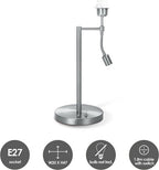 Home Sweet Home - Moderne tafellamp voet Read voor lampenkap - Geborsteld staal - 20/20/47cm - 2 lichts tafellamp met flexibele LED spot - geschikt - afbeelding 9