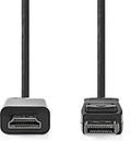 Nedis DisplayPort-Kabel - DisplayPort Male - HDMI Connector - 4K@30Hz - Vernikkeld - 2.00 m - Rond - PVC - Zwart - Doos - afbeelding 1