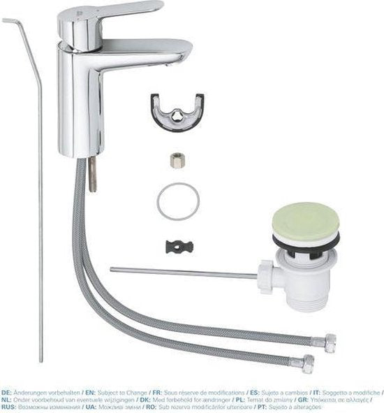 GROHE BauEdge Wastalfekraan S - Lage uitloop - Incl. Waste - Waterbesparend - Chroom - afbeelding 1