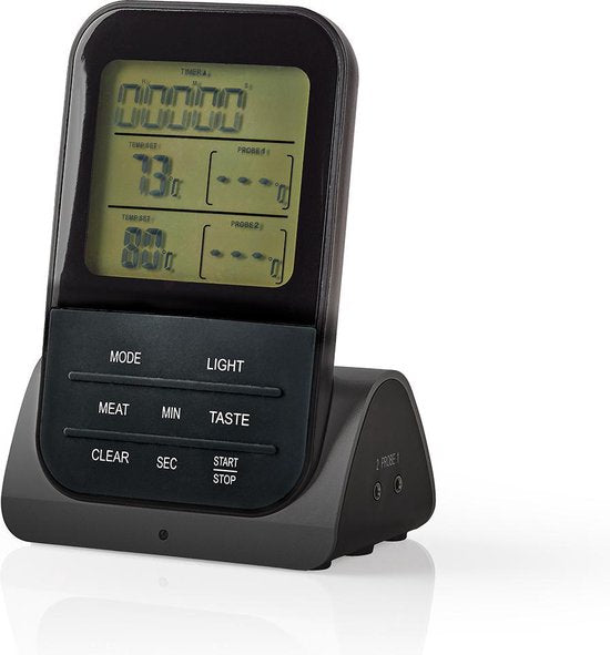 Nedis Vleesthermometer - Alarm / Draadloos / Temperatuurinstelling / Timer - LCD-Scherm - 0 - 250 °C - Zwart - afbeelding 10