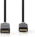 Nedis DisplayPort-Kabel - DisplayPort Male - HDMI Connector - 4K@30Hz - Verguld - 2.00 m - Rond - PVC - Antraciet - Doos - afbeelding 6