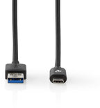 Nedis USB-Kabel - USB 3.2 Gen 2 - USB-A Male - USB-C Male - 60 W - 10 Gbps - Vernikkeld - 1.00 m - Rond - PVC - Zwart - Doos - afbeelding 4