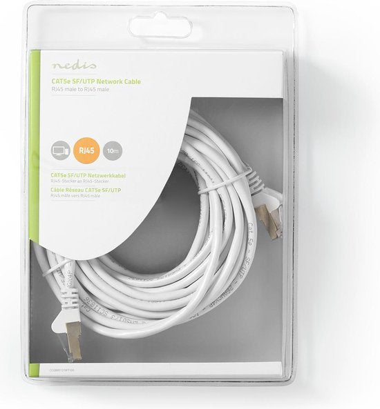 Nedis CAT5e-Kabel | SF/UTP | RJ45 Male | RJ45 Male | 10.0 m | Rond | PVC | Wit | Blister - afbeelding 4
