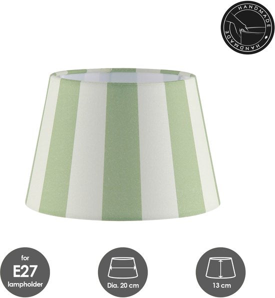 Home Sweet Home - Stoffen - Striped Lampenkap - Conisch - Wit + Groen - Minimalistische stijl - 20 x 15 x 13 cm - E27 fitting - voor tafellampen - - afbeelding 7
