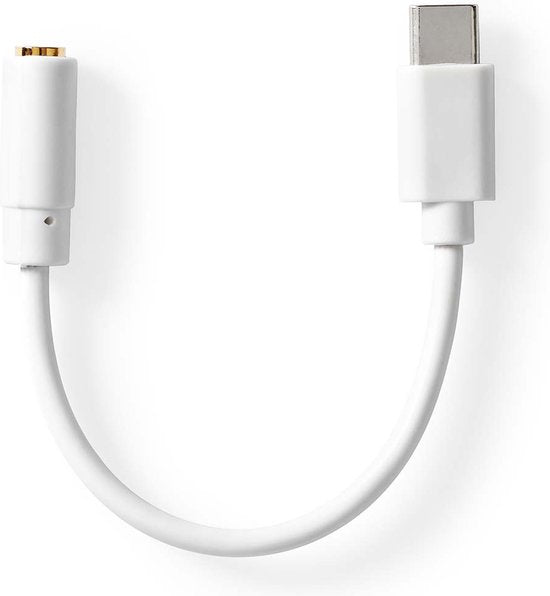 Nedis USB-C Adapter - USB 2.0 - USB-C Male - 3,5 mm Female - 0.10 m - Rond - Vernikkeld - PVC - Wit - Doos - afbeelding 3