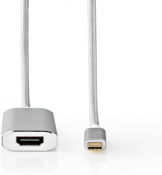 Nedis USB-C Adapter - USB 3.2 Gen 1 - USB-C Male - HDMI Output - 4K@60Hz - Power delivery - 2.00 m - Rond - Verguld - Gevlochten / Nylon - Zilver - Cover Window Box - afbeelding 8