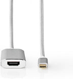 Nedis USB-C Adapter - USB 3.2 Gen 1 - USB-C Male - HDMI Output - 4K@60Hz - Power delivery - 2.00 m - Rond - Verguld - Gevlochten / Nylon - Zilver - Cover Window Box - afbeelding 8