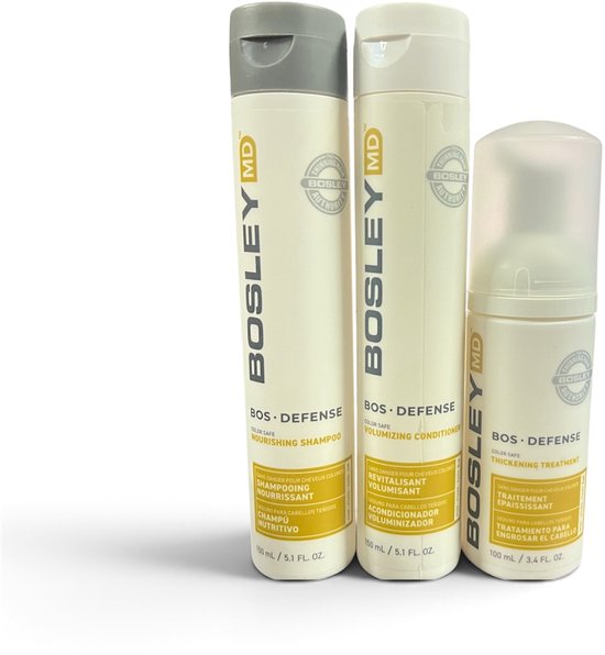 Bosley Bos Defense Set Nourishing Shampoo 150ml, Volumizing Conditioner 150ml, Thickening Treatment 100ml - afbeelding 1