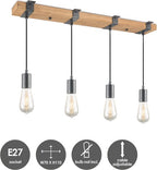 Home Sweet Home - Landelijke Hanglamp Denton - geschikt voor E27 LED lichtbron - 3 lichts hanglamp gemaakt van Hout - 70/14/110cm - Pendellamp - afbeelding 2