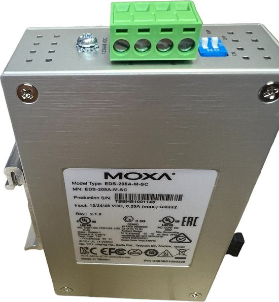 Moxa EDS-205A-M-ST-T netwerk-switch Unmanaged Fast Ethernet (10/100) Zwart, Groen, Zilver - afbeelding 6