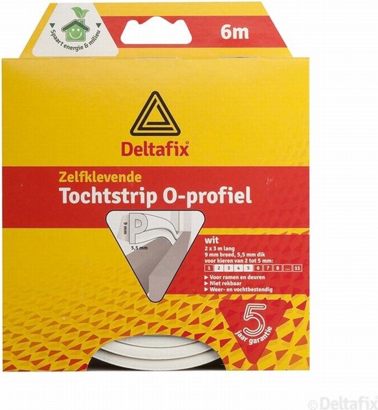 Deltafix Tochtstrip - tochtwering - wit - zelfklevend - O-profiel - 6 m x 9 mm x 6 mm - afbeelding 4