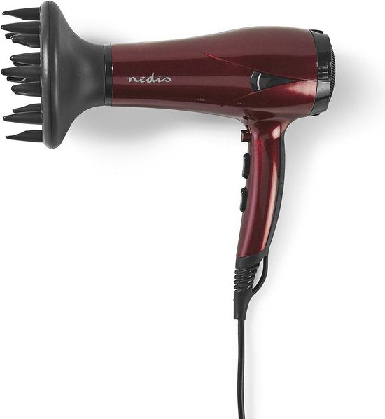 Nedis Föhn - 2000 W - Concentrator / Verdeler - 3 Warmte Standen - 2 Snelheden - Oververhittingsbeveiliging - 1.80 m - Rood/Zwart - Kunststof - afbeelding 2