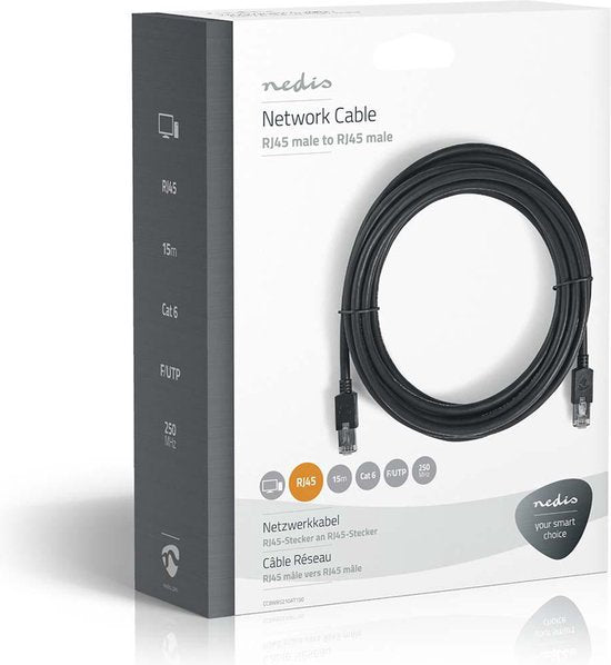 Nedis CAT6 Netwerkkabel - RJ45 Male - RJ45 Male - F/UTP - 15.0 m - Rond - LSZH / PVC - Antraciet - Window Box - afbeelding 4