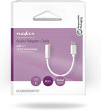 Nedis USB-C Adapter - USB 2.0 - USB-C Male - 3,5 mm Female - 0.10 m - Rond - Vernikkeld - PVC - Wit - Doos - afbeelding 4