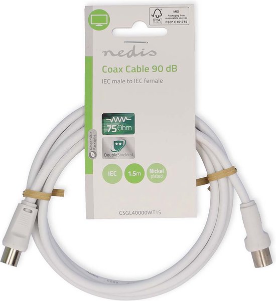 Nedis Coaxkabel 90 dB IEC (Coax) M-IEC (Coax) F WH - afbeelding 24