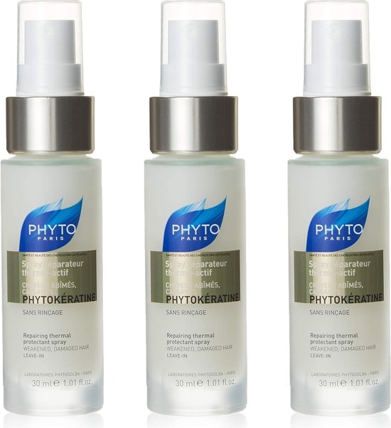 Phyto Paris Phytokératine Repairing thermal protectant spray Weakened, Damaged Hair 30ml x 3 - afbeelding 1