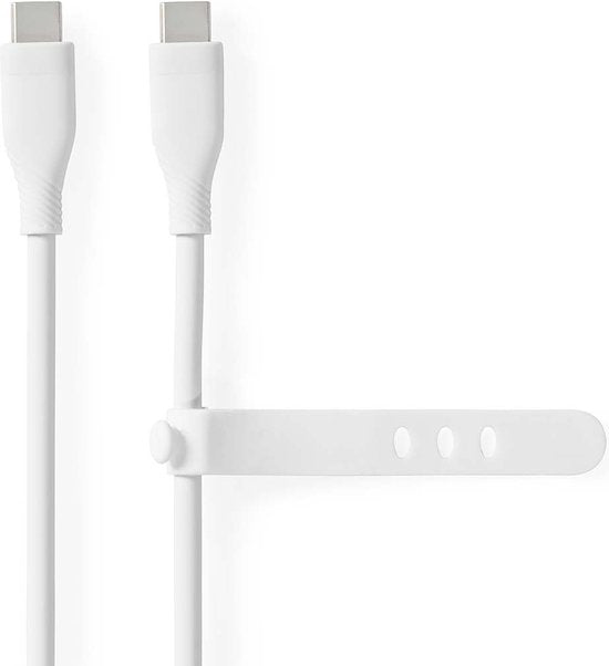 Nedis USB-Kabel - USB 2.0 - USB-C Male - USB-C Male - 60 W - 480 Mbps - Vernikkeld - 1.50 m - Rond - Silicone - Wit - Doos - afbeelding 5