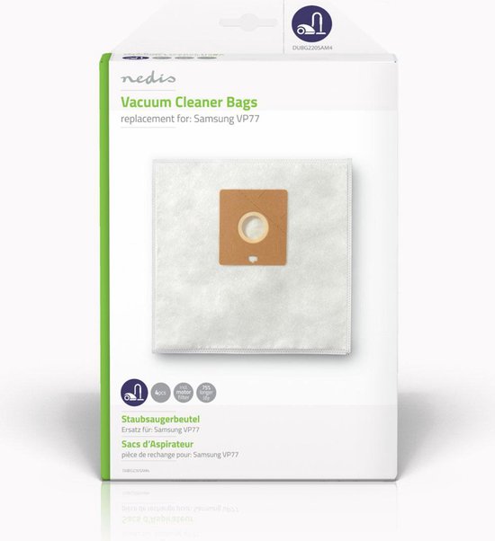 Nedis Stofzuigerzak - 4 Stuks - Synthetisch - Meest verkocht voor: Philips - Wit - afbeelding 1