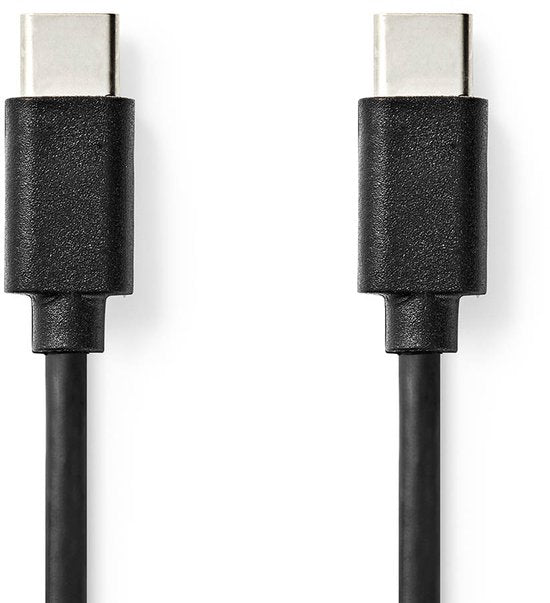 Nedis USB-Kabel - USB 2.0 - USB-C Male - USB-C Male - 60 W - 480 Mbps - Vernikkeld - 1.00 m - Rond - PVC - Zwart - Label - afbeelding 3