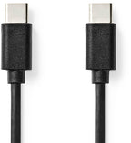 Nedis USB-Kabel - USB 2.0 - USB-C Male - USB-C Male - 60 W - 480 Mbps - Vernikkeld - 1.00 m - Rond - PVC - Zwart - Label - afbeelding 3