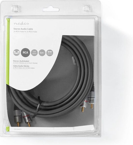 Stereo-Audiokabel | 2x RCA Male - 2x RCA Male | m | Antraciet - afbeelding 10