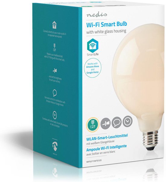Nedis SmartLife LED Filamentlamp - Wi-Fi - E27 - 500 lm - 5 W - Warm Wit - 2700 K - Glas - Android / IOS - G125 - 1 Stuks - afbeelding 7