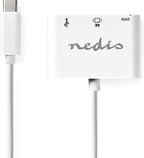 Nedis USB Multi-Port Adapter - USB 3.2 Gen 1 - USB-C Male - HDMI Output / USB-A Female / USB-C Female - 5 Gbps - 0.20 m - Rond - Vernikkeld - PVC - Wit - Polybag - afbeelding 1