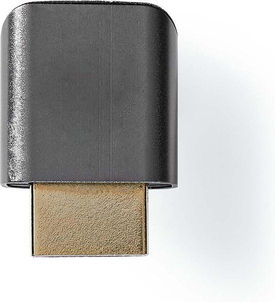 Nedis HDMI-Adapter - HDMI Connector / HDMI Male - HDMI Output - Verguld - 90° Gehoekt - Aluminium - Gun Metal Grijs - 1 Stuks - Cover Window Box - afbeelding 4