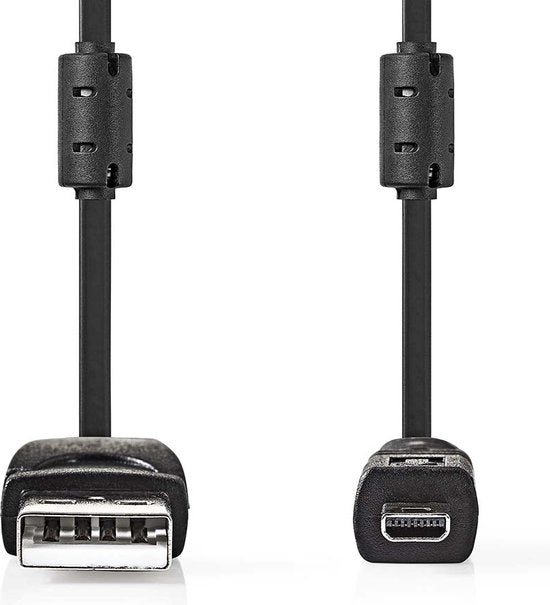 Nedis USB-Kabel - USB 2.0 - USB-A Male - US-E6 8-pins Male - 480 Mbps - Vernikkeld - 2.00 m - Rond - PVC - Zwart - Envelop - afbeelding 6