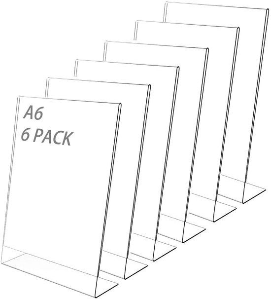 Dailygoods - A6 Tafelstandaard Set van 6 Stuks - Transparant Acryl voor Presentaties - afbeelding 1