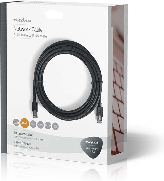 Nedis CAT6 Netwerkkabel - RJ45 Male - RJ45 Male - F/UTP - 15.0 m - Rond - LSZH / PVC - Antraciet - Window Box - afbeelding 3