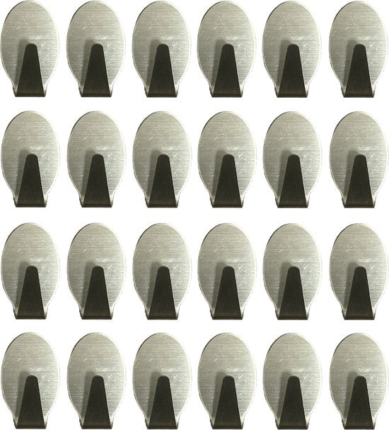 Zelfklevende Ovale Ophanghaken RVS - 24 stuks - afbeelding 1