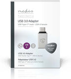Nedis USB-C Adapter - USB 3.2 Gen 1 - USB-C Male - USB-A Female - 5 Gbps - Rond - Vernikkeld - Zilver - Cover Window Box - afbeelding 8