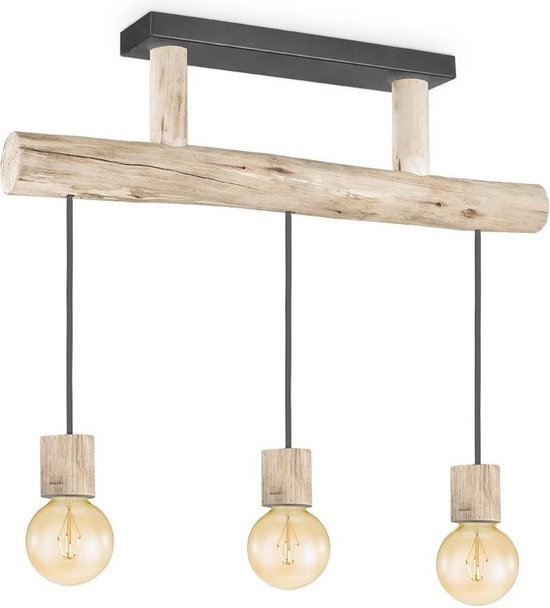 Home Sweet Home - Landelijke Hanglamp Billy - geschikt voor E27 LED lichtbron - 3 lichts hanglamp gemaakt van Hout - 60/18/127cm - Pendellamp - afbeelding 1