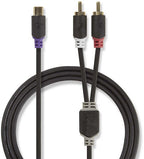 Nedis Stereo-Audiokabel - 2x RCA Male - RCA Female - Verguld - 0.20 m - Rond - Antraciet - Doos - afbeelding 8