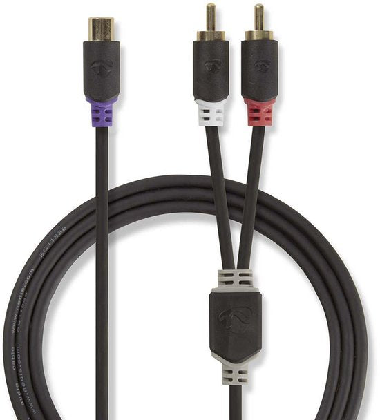 Nedis Stereo-Audiokabel - 2x RCA Male - RCA Female - Verguld - 0.20 m - Rond - Antraciet - Doos - afbeelding 8