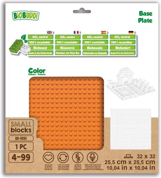 BiOBUDDi Base Plate Oranje 25,5cm x 25,5cm BB-0095 - 6 stuks - afbeelding 2