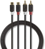 Nedis Stereo-Audiokabel - 2x RCA Male - 2x RCA Female - Verguld - 2.00 m - Rond - Antraciet - Doos - afbeelding 9