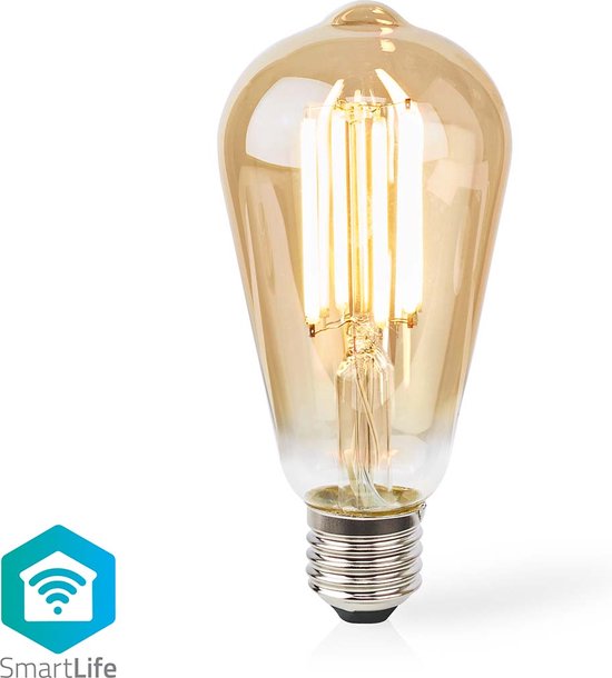 Nedis SmartLife LED Filamentlamp - Wi-Fi - E27 - 806 lm - 7 W - Warm Wit - 1800 - 3000 - Glas - Android / IOS - ST64 - 1 Stuks - afbeelding 2