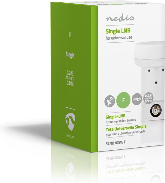 Nedis LNB - Enkel - Outputs: 1x F-connector - Ruisbereik: 0.90 dB - Conversiewinst: 53 - 65 dB - Wit - afbeelding 7