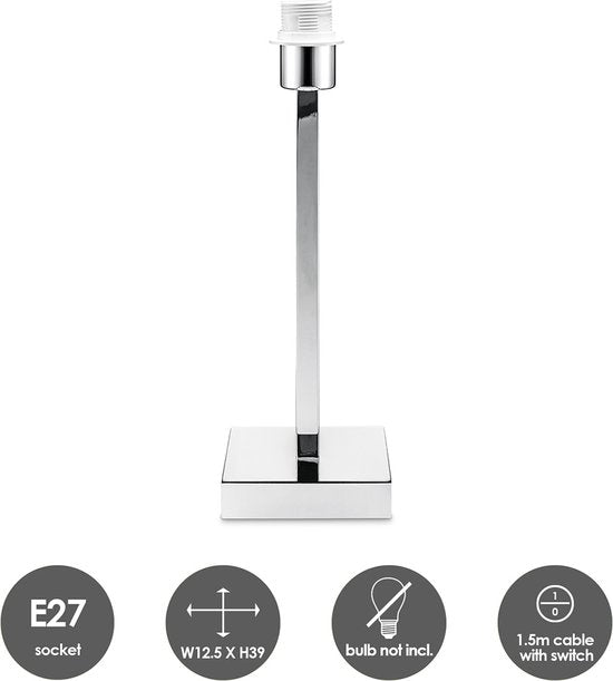 Home Sweet Home - Moderne tafellamp voet Gomez voor lampenkap - chroom - 12.5/12.5/39cm - gemaakt van Metaal - geschikt voor E27 LED lichtbron - - afbeelding 2