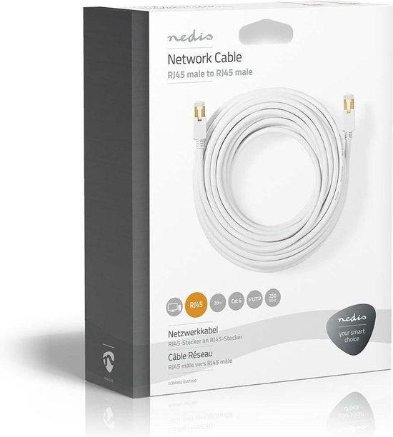 Nedis CAT6 Netwerkkabel - RJ45 Male - RJ45 Male - F/UTP - 20.0 m - Rond - LSZH / PVC - Wit - Window Box - afbeelding 6
