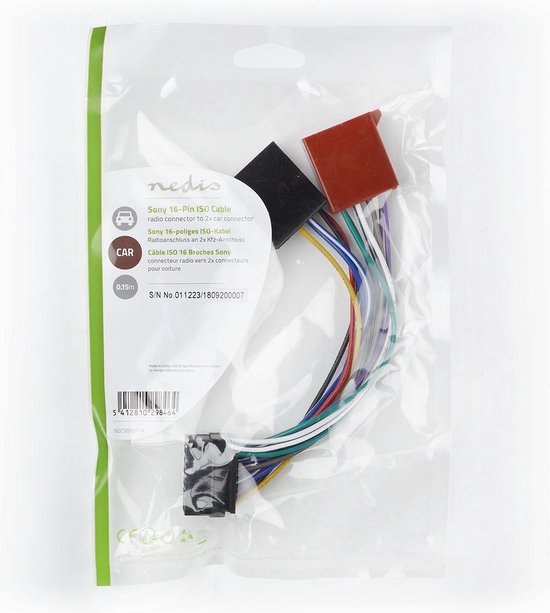 Nedis ISO-Kabel voor Autoradio - Geschikt voor Sony - 0.15 m - Rond - PVC - Polybag - afbeelding 3