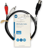 Nedis DIN-Audiokabel - DIN 5-Pins Male - 2x RCA Male - Vernikkeld - 1.00 m - Rond - PVC - Zwart - Label - afbeelding 2